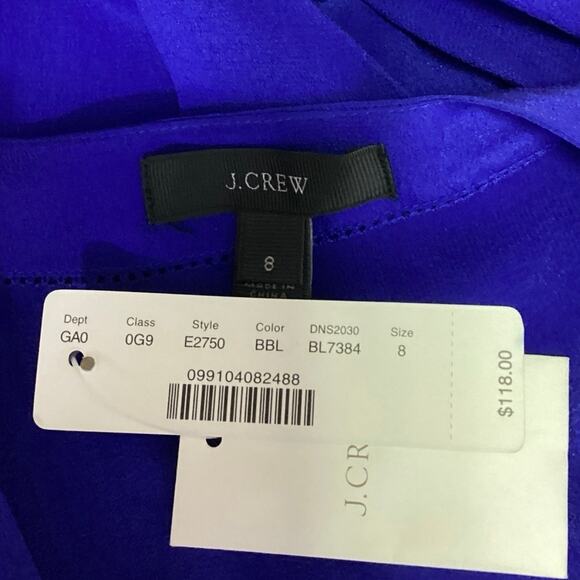 NEW J.Crew 100% Silk Blue Drapey V Neck Casual Long Sleeve Career Blouse Top 8 - Picture 3 of 4
